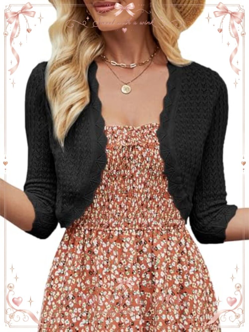 Merino Wool Blend Bolero Shrug 3/4 Sleeve Cropped Open Front Cardigan